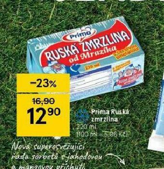 Tesco Prima ruská zmrzlina nabídka