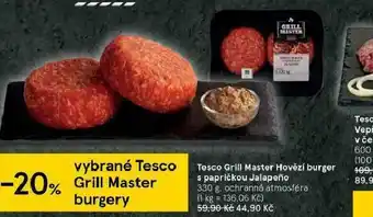 Tesco Tesco grill master hovězí burger s paprikou jalapeno nabídka