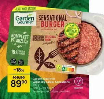 Tesco Garden gourmet veganský burger sensational nabídka