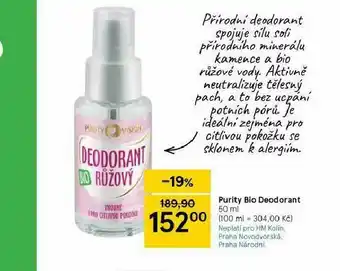 Tesco Purity bio deodorant nabídka