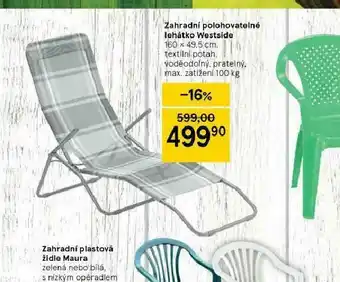 Tesco Zahradní polohovatelné lehátko westside nabídka
