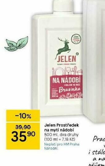 Tesco Jelen prostředek na mytí nádobí nabídka