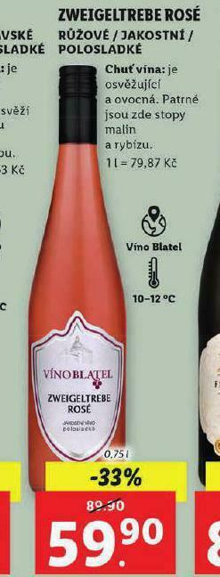 Lidl Zweigeltrebe rosé nabídka