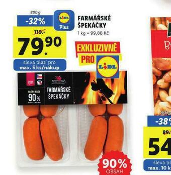 Lidl Farmářské špekáčky nabídka