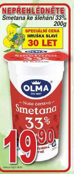 Lidl Smetana ke šlehání nabídka