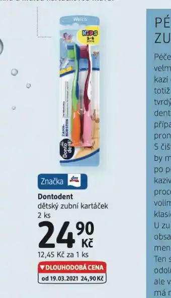 dm drogerie Dontodent dětský zubní kartáček nabídka