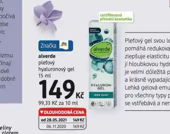 dm drogerie Alverde pleťový hyaluronový gel nabídka