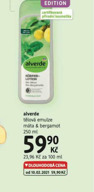 dm drogerie Alverde tělová emulze nabídka