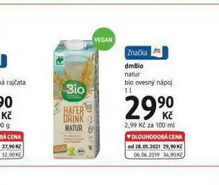 dm drogerie Dmbio natur bio ovesný nápoj nabídka