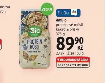 dm drogerie Dmbio proteinové müsli nabídka