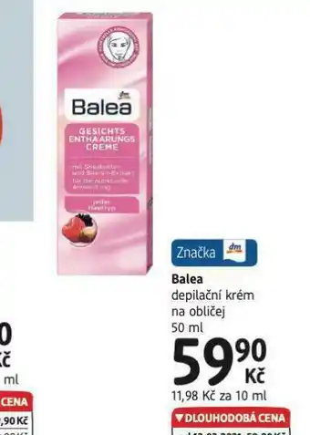 dm drogerie Balea depilační krém na obličej nabídka