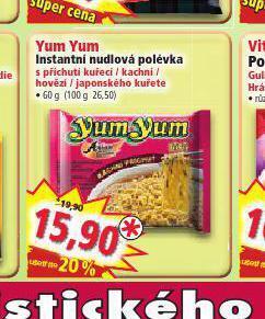 Norma Yum yum instantní nudlová polévka nabídka
