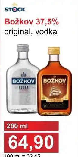 PLUS JIP stock Božkov 37,5% original, vodka 200ml nabídka