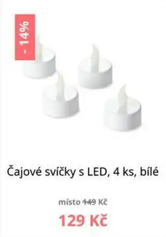 Čajové svíčky s LED 4ks, bílé