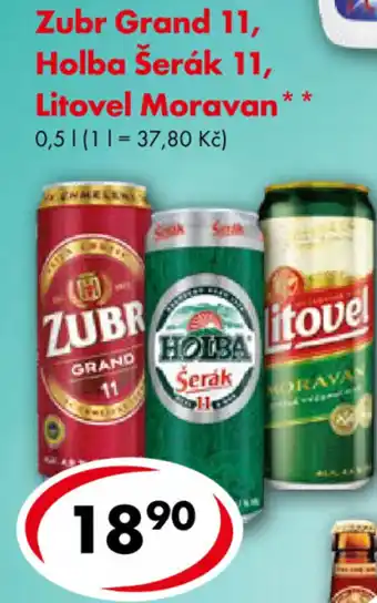 CBA Zubr Grand 11, Holba šerák 11, Listovel Moravan 0,5l nabídka