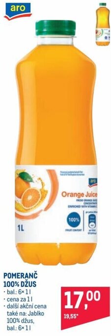Makro aro pomeranč 100% džus 1l nabídka