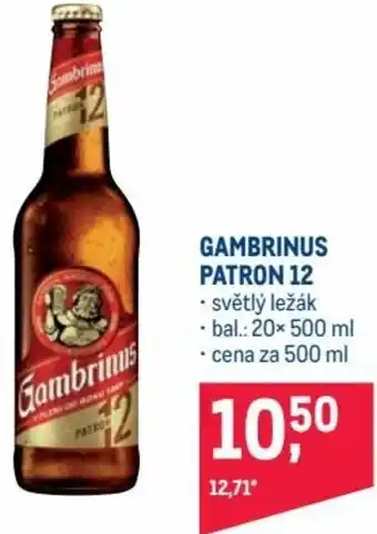 gambrinus patron 12 světlý ležák 500ml