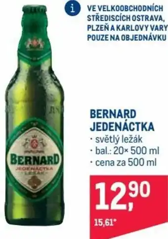 Makro bernard jedenáctka světlý ležák 500ml nabídka