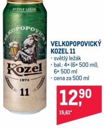 Makro velkopopovický Kozel 11 světlý ležák 0,5l nabídka
