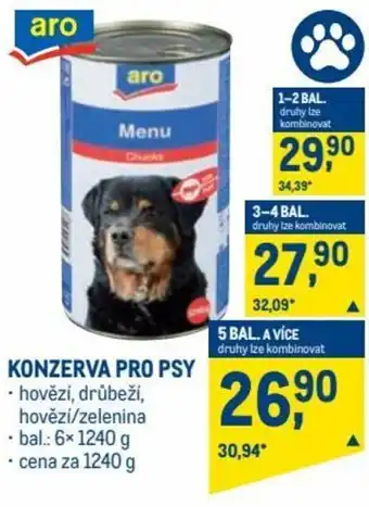 Makro aro konzerva pro psy hovězí drůbeží, hovězí/zelenina 1240g nabídka