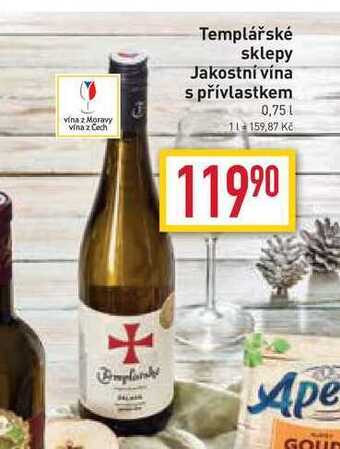 Billa Templářské sklepy jakostní vína s přívlastkem 0,75l nabídka