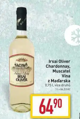 Billa Irsai oliver chardonnay vína z maďarska 0,75l nabídka