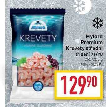 Billa Mylord premium krevety střední třídění 71/90 225/250 g nabídka