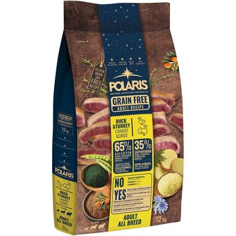 Polaris adult all breed bezobilné granule s čerstvým masem s kachním a krůtím pro psy
