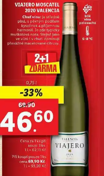 Lidl Viajero moscato 2020 valencia nabídka