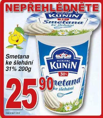 Lidl Kunín smetana ke šlehání 31% nabídka