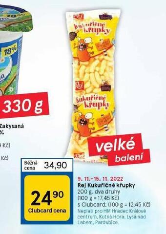 Tesco Rej kukuřičné křupky nabídka