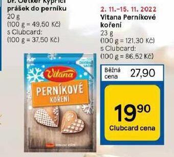 Tesco Vitana perníkové koření nabídka