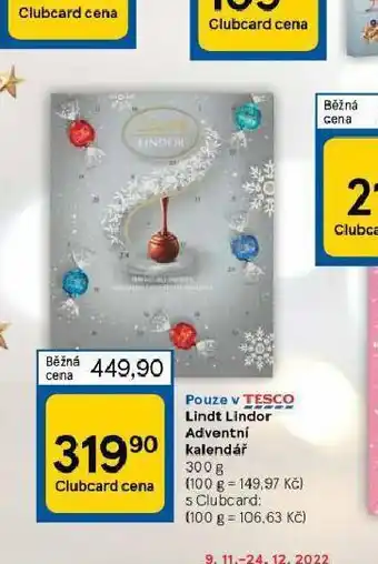 Tesco Lindt lindor adventní kalendář nabídka