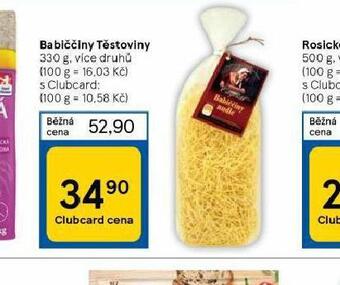 Tesco Babiččiny těstoviny nabídka