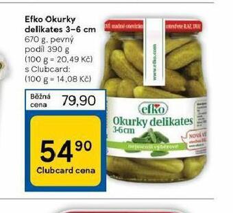 Tesco Efko okurky delikates 3-6 cm nabídka