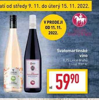 Billa Svatomartinské víno 0,75 l nabídka