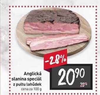 Billa Anglická slanina speciál z pultu lahůdek cena za 100 g nabídka