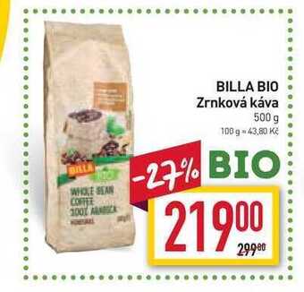 Billa Billa bio zrnková káva 500 g nabídka