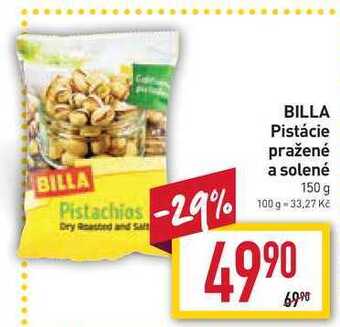 Billa Billa pistácie pražené a solené 150 g nabídka