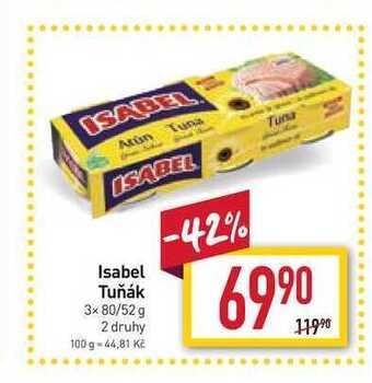 Billa Isabel tuňák 3x 80/52 g nabídka