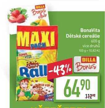 Billa Bonavita dětské cereálie 600 g nabídka