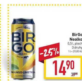 Billa Birgo nealko 0,5 l, plech nabídka