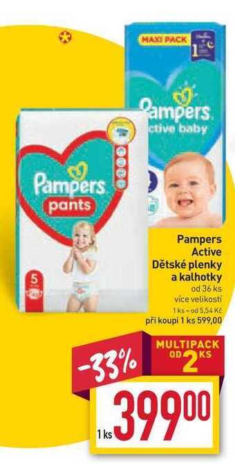 Billa Pampers active dětské plenky a kalhotky od 36 ks nabídka