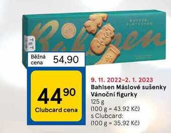 Tesco Bahlsen máslové sušenky vánoční figurky 125 g nabídka
