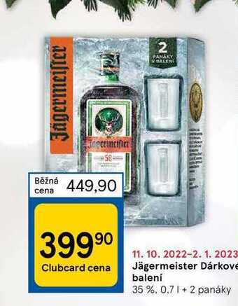 Tesco Jägermeister dárkové balení 35 %, 0,71 + 2 panáky nabídka