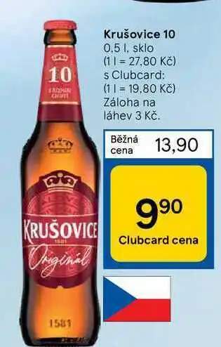 Tesco Krušovice 10 0.5 l. sklo nabídka