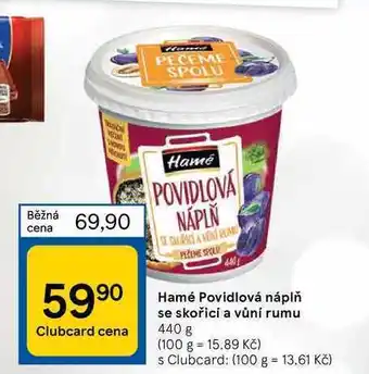 Tesco Hamé povidlová náplň se skořicí a vůní rumu 440 g nabídka