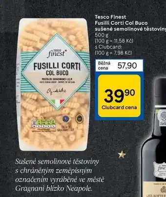 Tesco Tesco finest fusilli corti col buco sušené semolinové těstoviny 500 g nabídka