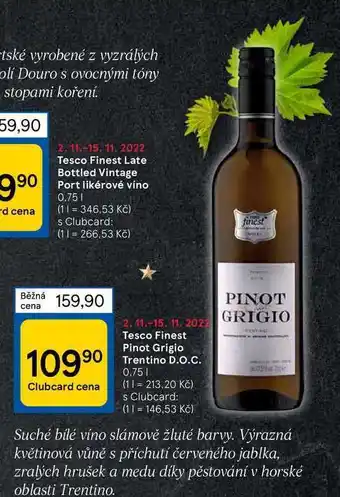 Tesco Tesco finest pinot grigio trentino d.o.c. 0.75 l nabídka