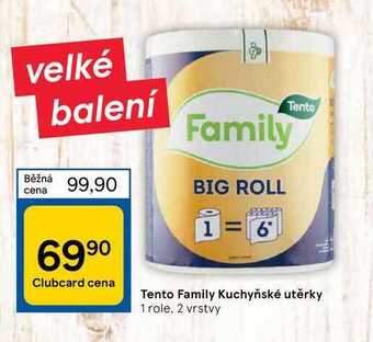 Tesco Tento family kuchyňské utěrky 1 role, 2 vrstvy nabídka